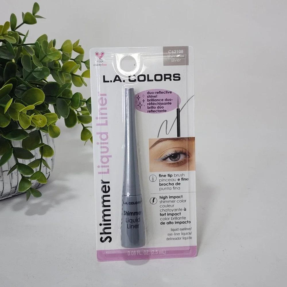 L.A. COLORS Liquid Eyeliner Shimmer Silver C62108 Fine Tip Brush New